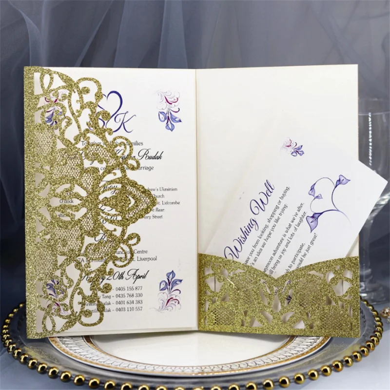 Современная свадебная пригласительная открытка с блестками цветочный Сельский