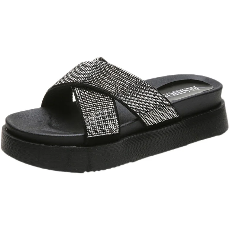 

Large Size 35-40 Ladies Slippers Summer New Fashion Outer Wear Thick-Soled Non-Slip Casual Slippers