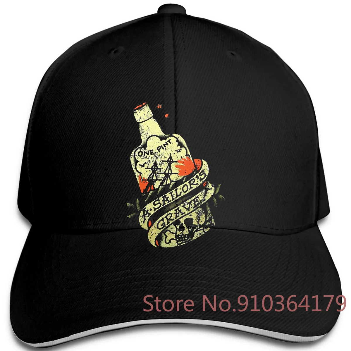 Новая хипстерская Регулируемая Кепка с принтом моряка Джерри черная приталенная