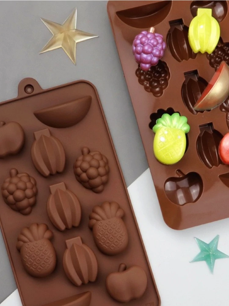 

3D Baking Mold Tropical Fruit Silicone Chocolate Mold Silicone Ice Tray Mold DIY Self-made for 40-240Degrees Celsius Baking Mold