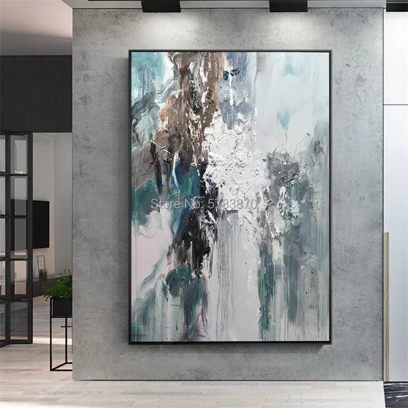 Ручная работа плотная Скандинавская абстрактная картина маслом большой синий