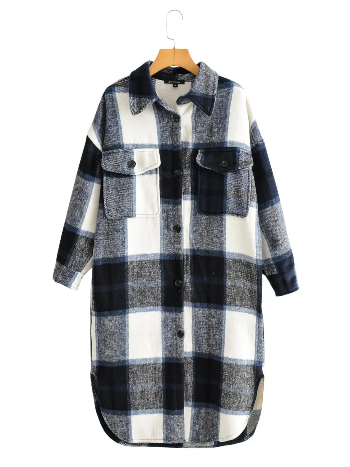 

2020 Winter New Loose Mid-Length Plaid Jacket Casual Shirt Top Women
