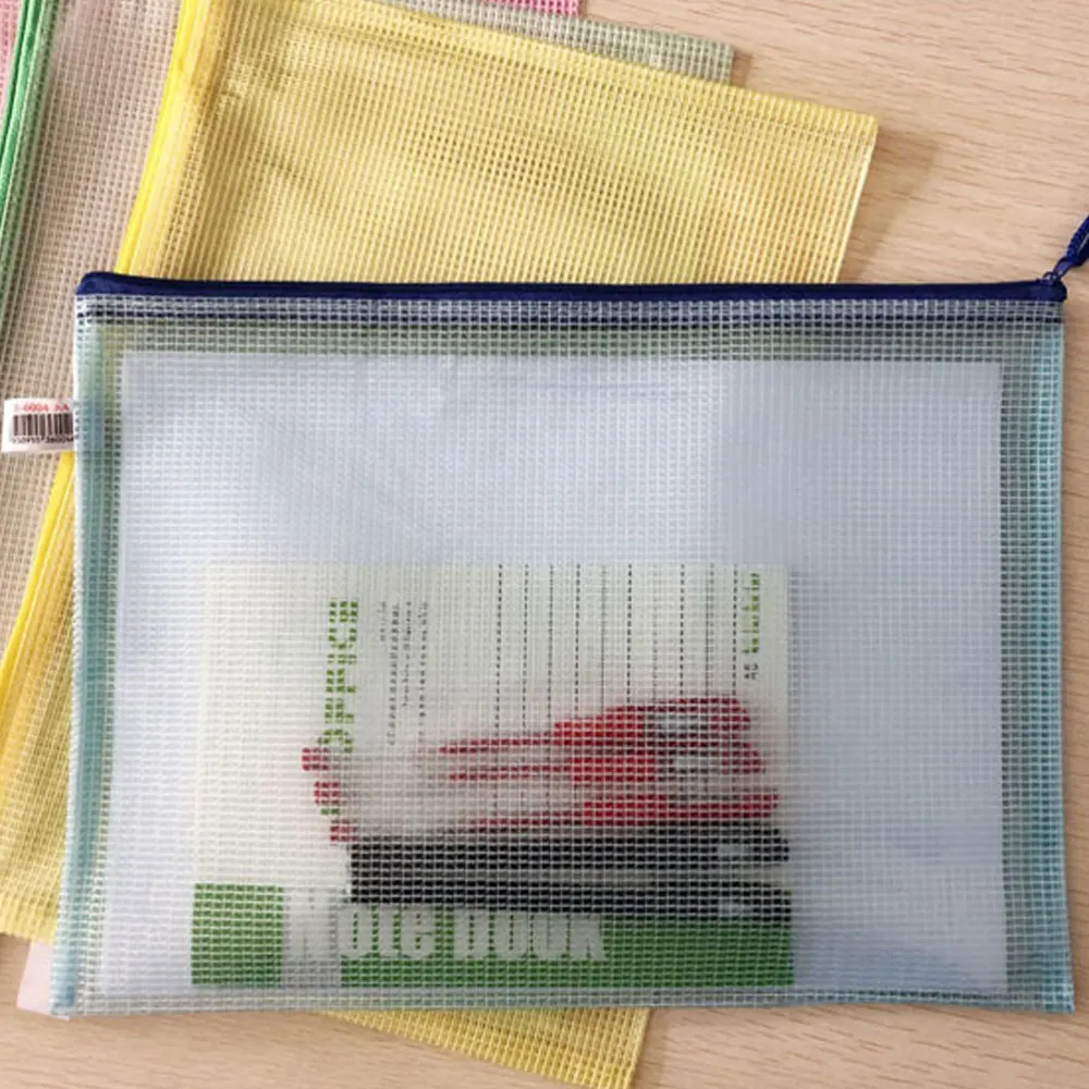 

16pcs A6 Zipper File Bags Contract Storage Bag Transparent Mesh File Bags Documents Organizer Pouch File Folder (Random Color 24