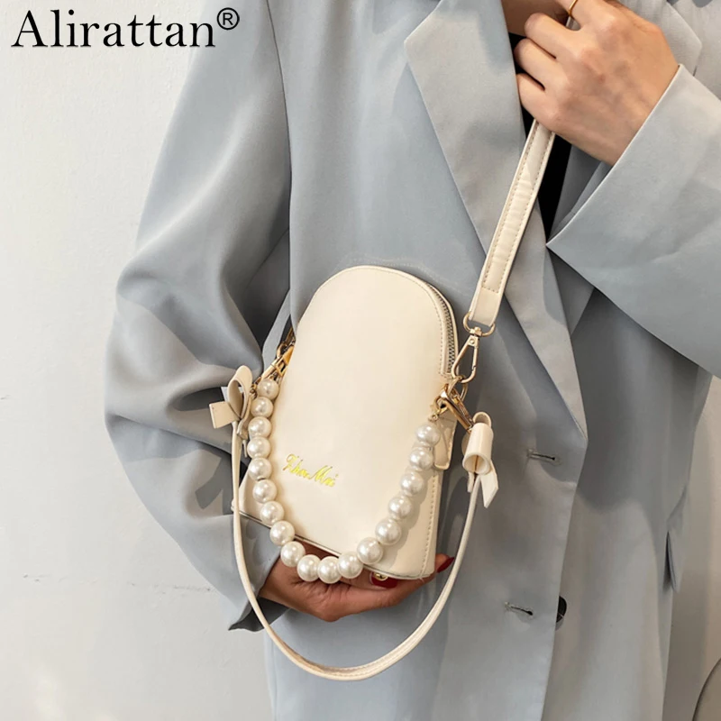 

Женская сумка на одно плечо, из искусственной кожи, с жемчугом, 2021