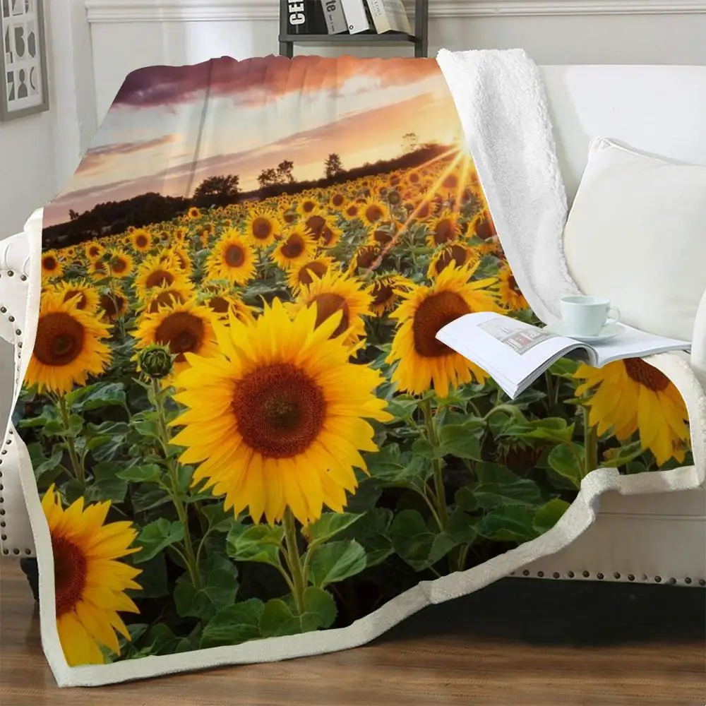 

NKNK Brank Sunflower Blanket Cloud Bedspread For Bed Sun 3D Print Romantic Blankets For Beds Sherpa Blanket Fashion Premium