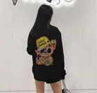 Прямая поставка, осенне-зимняя Толстовка с длинным рукавом, со стразами, модная, свободная, с круглым вырезом, топ, одежда для молодых девушек