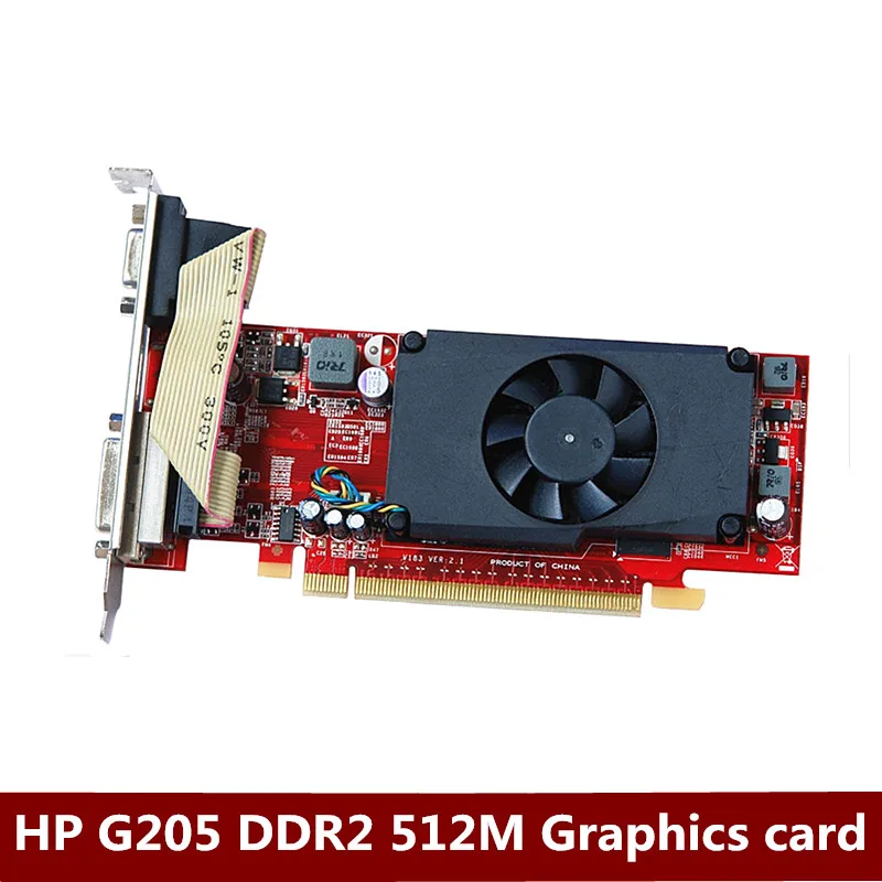Оригинальная Видеокарта HP G205 DDR2 64bit 512M PCI E VGA + DVI HD с перегородкой по высоте|Карты