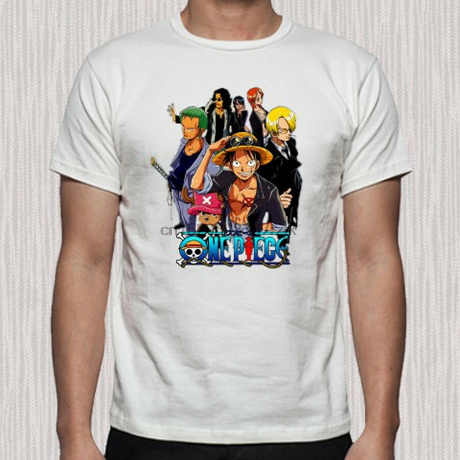Мужская белая аниме футболка с Луффи и его экипировкой размер от S до 3XL |