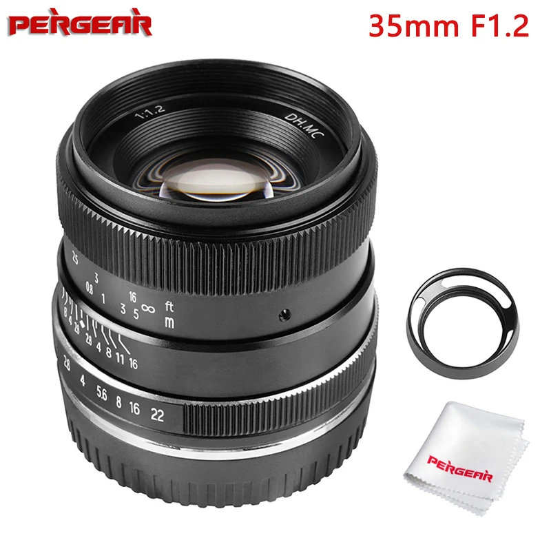 Pergear 35 мм F1.2 объектив с широкой диафрагмой и ручной фокусировкой фиксированным