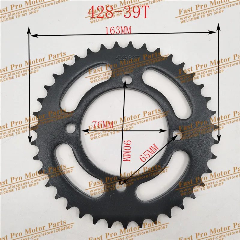 

428 Chain rear sprocket 39 tooth 76mm centre hole to fitting Dirt Pit Bike off road motorcycle Motocross gear spare parts