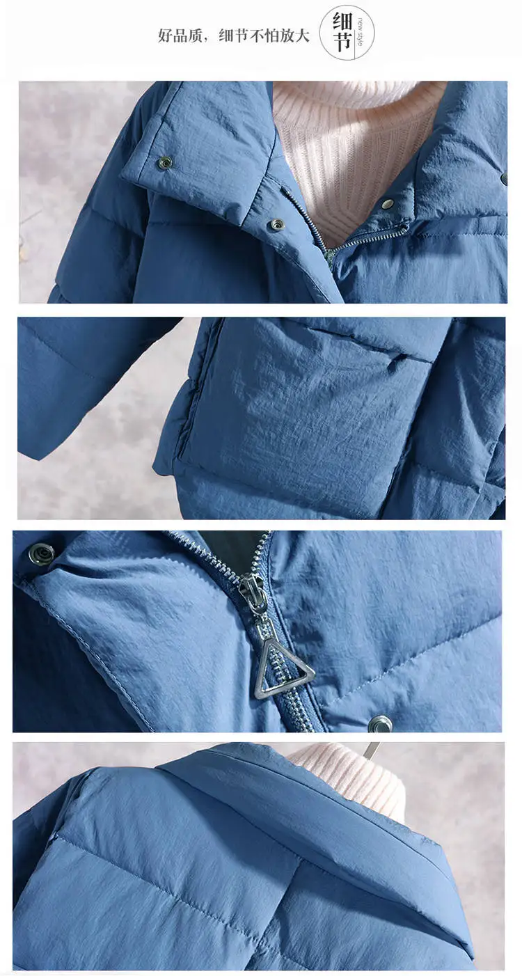 

Large Size 4XL Short Coat Thin Jacket Women Cotton Clothing 2021 Spring Autumn New StandUup Collar