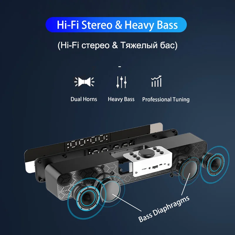 home theater surround sound music Wireless bluetooth speaker player for PC TV computer LED bar alarm clock AUX | Электроника