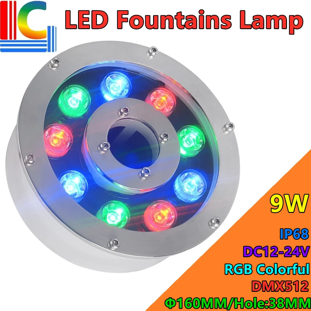 9 Вт 12 36 светодиодный фонтан лампы 24V IP68 круглый подводный светильник s DMX512 RGB Цвет