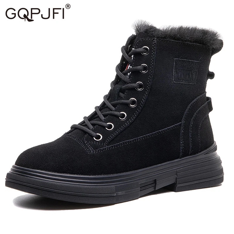 

Thick Soled Short Boots Women Shoe Winter Style Plus Velvet Cotton Shoes Frosted Casual Plush Shoes Warm Snow Boots Martin Boots