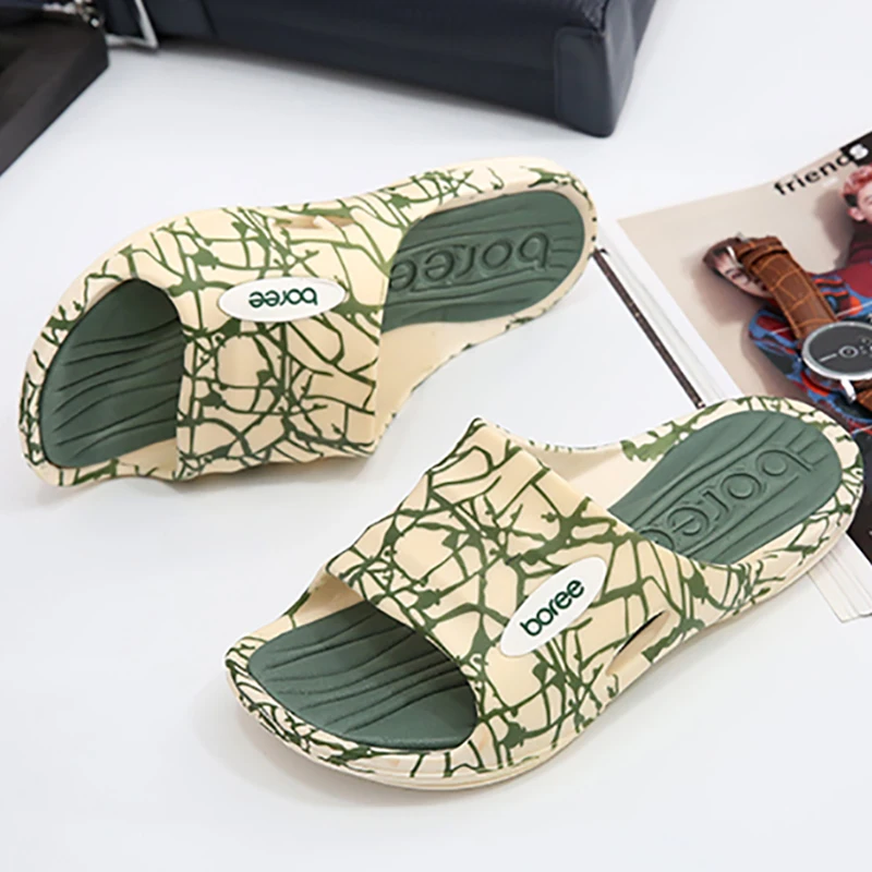 

BOREE 3cm Thick Sole Slipper Men Beach Sandals PVC Comfort Massage Slippers Indoor Anti-slip Bathroom Slippers Summer Shoes Men