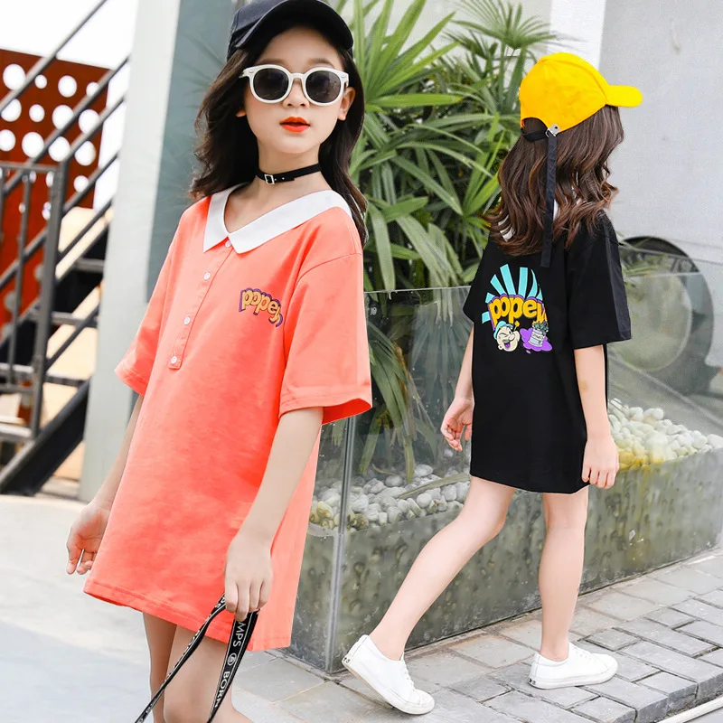 

Для детей, на лето Одежда с отложным воротником и с принтом в виде героев мультфильмов, футболки для детей подросткового возраста, так и возм...