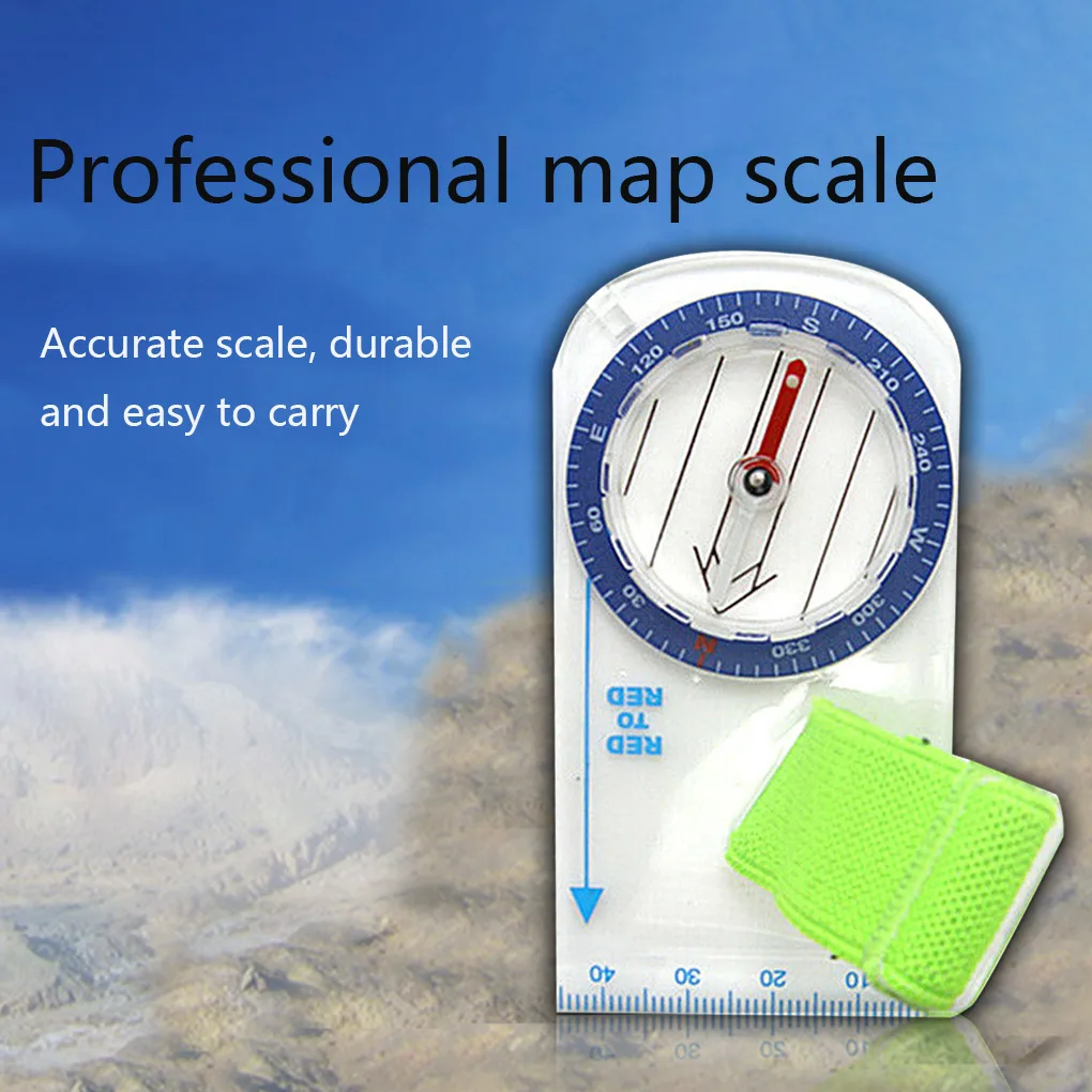 Портативный Открытый увеличительный компас линейка с лупой масштаб Скаут Пешие
