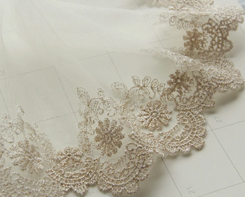

10Yards 11cm Embroidered Net Lace Trim Fabric DIY Wedding Headdress Decoration Sewing Handmade Materials Golden Ribbon Tape