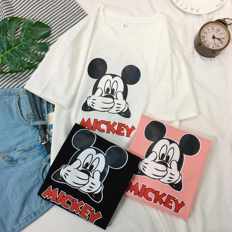 Disney Микки Маус Женская футболка Женская Мужская Минни с коротким рукавом летняя модная футболка для мальчиков и девочек