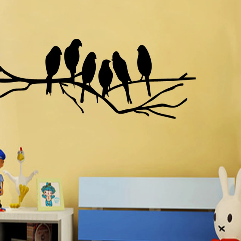 

Black birds on the Tree Branch Wall stickers for Living Room Wall Decals for Art Stickers Home Decoration Murals