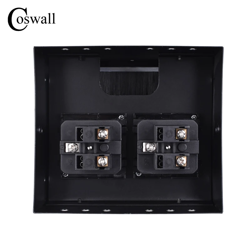 COSWALL Black Aluminum Metal Body Double EU Power Outlet Table Office Socket With Dustproof Brush Clamshell Cover | Обустройство дома