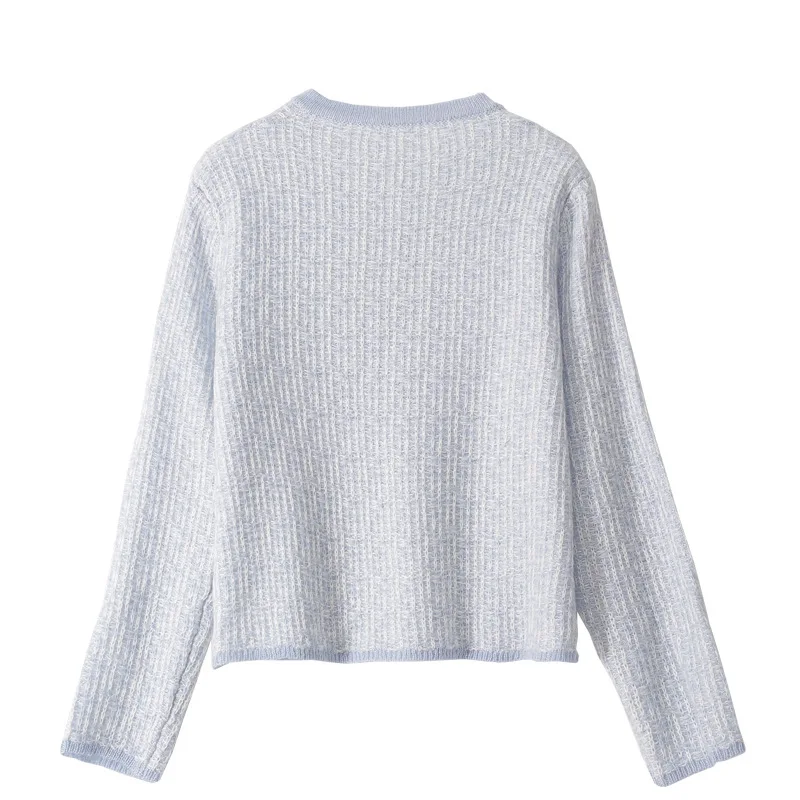 Женский кашемировый кардиган с длинным рукавом синий повседневный трикотажный