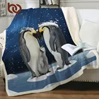 BeddingOutlet семейное одеяло в виде пингвина для кровати постельное белье с защитой животных 3D шерпа Флисовое одеяло синее плюшевое покрывало