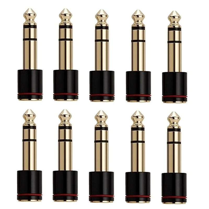 10pcs 1/4'' Jack 6.35mm Male to 3.5mm Female Stereo Headphone Audio Adapter 6.35 to 3.5 Plug for AMP Mixer Hifi System Converter