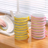 3pcs double sided dish washing towel bowl pot pan cleaning sponges wash brushes round scouring pads cleaner kitchen tool