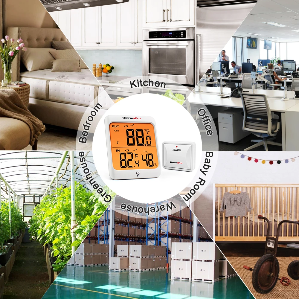 ThermoPro TP63 60 м Беспроводная метеостанция гигрометр термометр цифровой термометр с подсветкой для сада