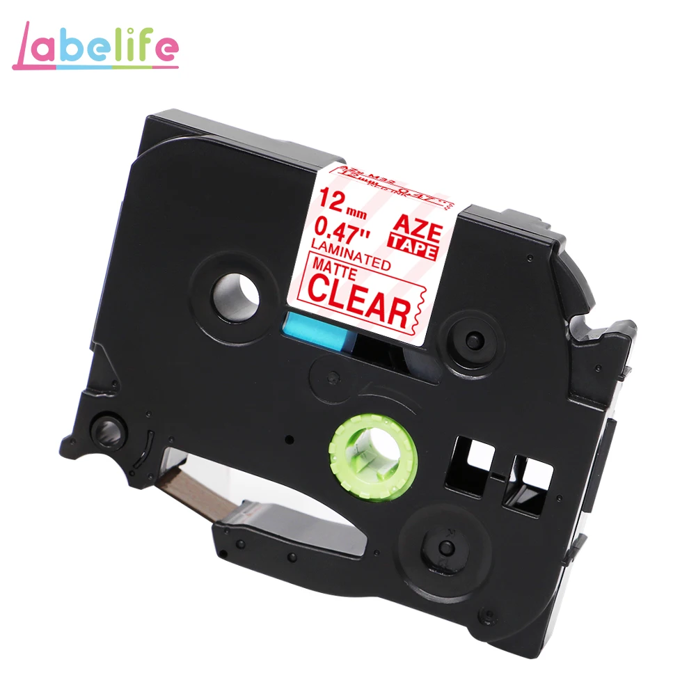 Labelife, 1 шт., 12 мм, матовые бумажные ленты TZe MQP35 TZe M31, белые, ягодно-розовые, совместимые с Brother PTouch, для изготовления этикеток, PT-D210 - Цвет: Red on Matt Clear