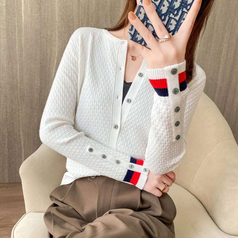 

New Style Knitted Cashmere Wool Cardigan Women O-Neck Sweater Full Sleeve Plus Size Women Casual Autumn Winter Warm Cardigan