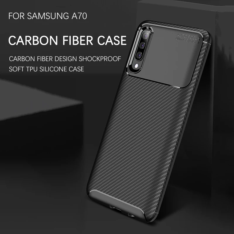 Чехол для телефона Samsung Galaxy A10 A30 A50 A70 чехол из углеродного волокна A50S A70S Мягкий ТПУ