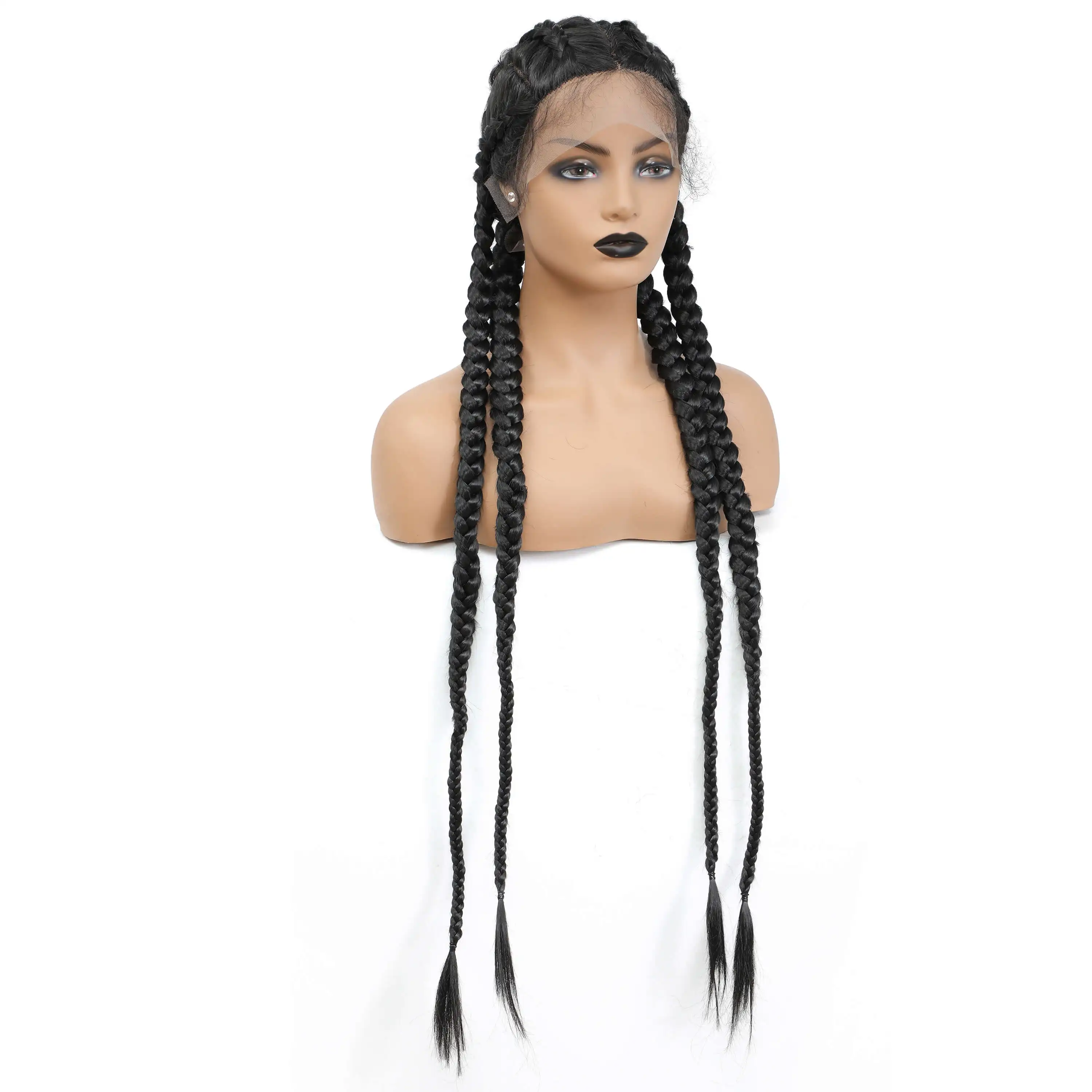 YunRong Synthetic Lace Front Braiding Wig T-Part Long Straight Ombre Wigs Black 30Inches For Black Women