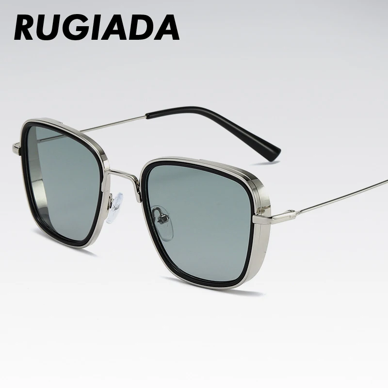 RUGIADA бренд Дервин черные солнцезащитные очки Мужские квадратные металлические