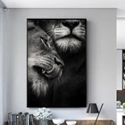 Африканские Дикие влюбленные львы, холст, фотообои, черные и белые животные, художественные картины, домашний декор