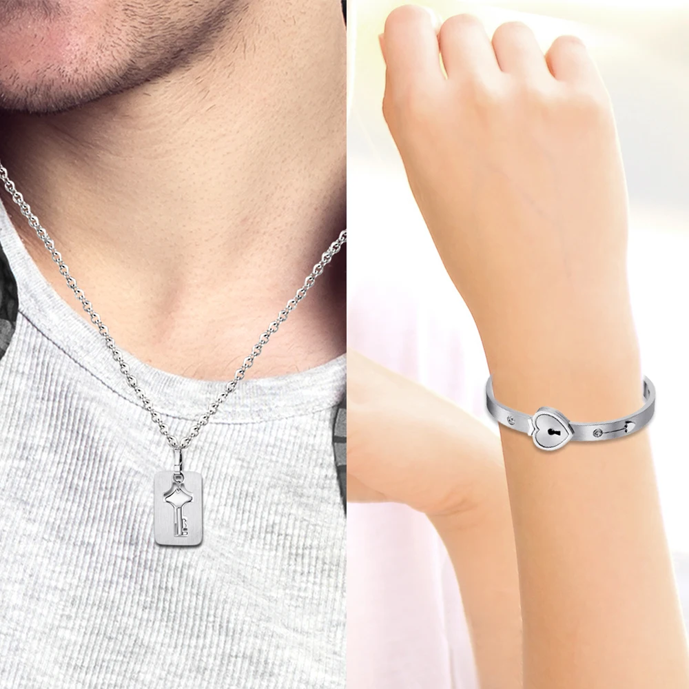 Ожерелье и браслет BONISKISS для влюбленных серебряного цвета ювелирные наборы из