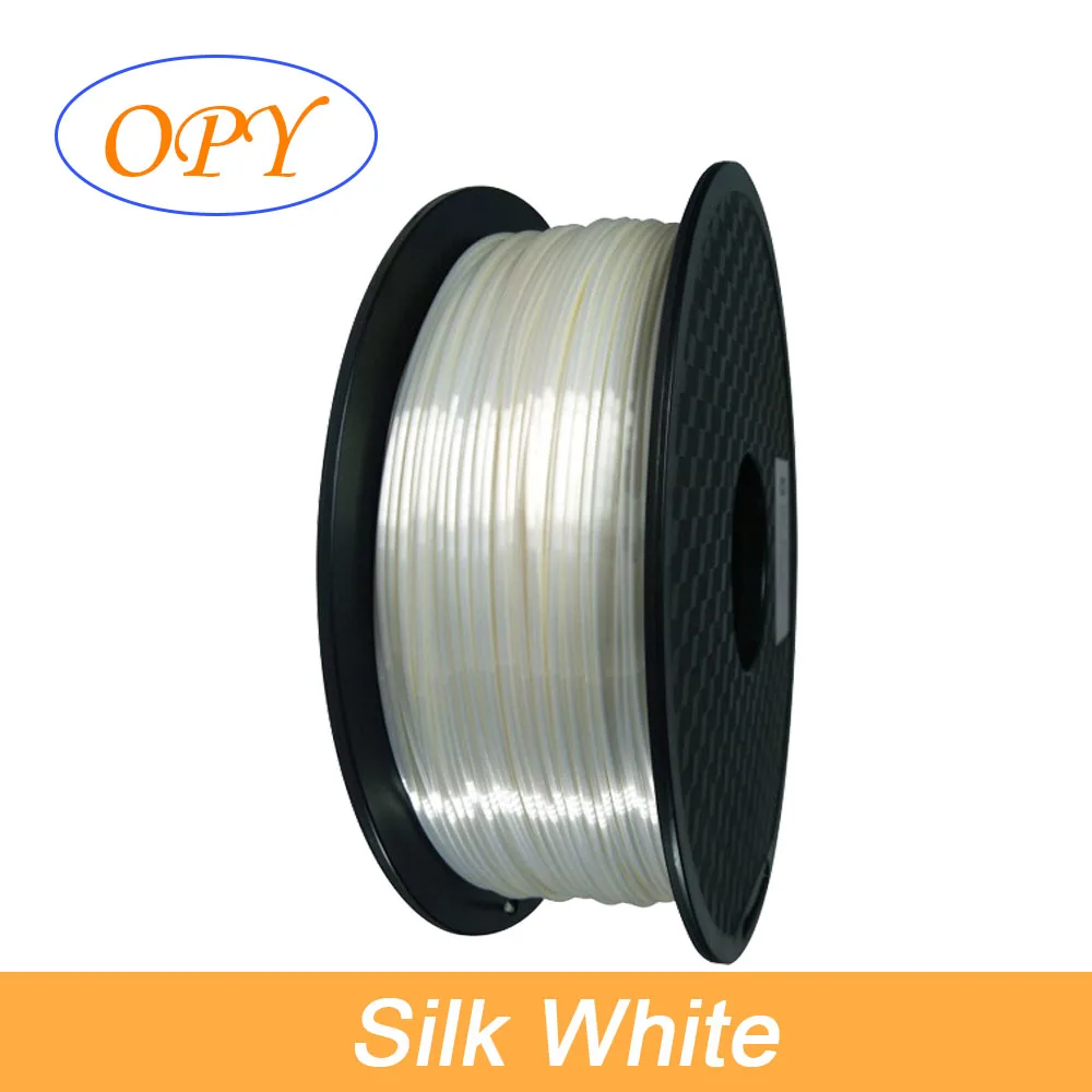 Silk White Шелк Pla Филамент Топ Бронза Медь золото сатин серебро красный синий желтый розовый цвет пластиковый материал 1,75 мм 3D печать 1,75 нить - Цвет: Silk White