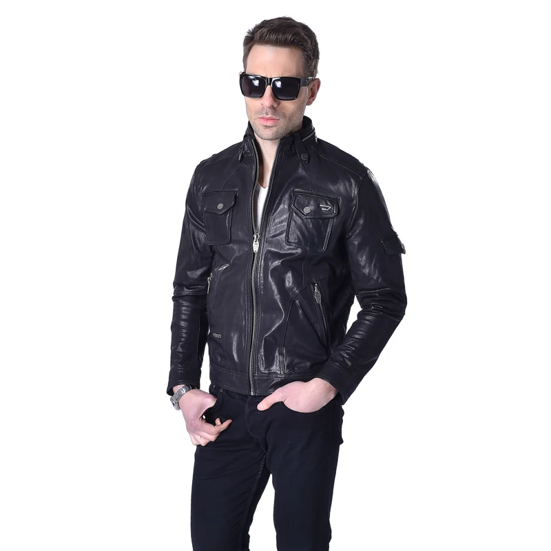 

CLEARANCE SALE ! Men Leather JacketGenuine Goatskin Brand Fashion Male Motorcycle Biker Man Coat Jaqueta Spring Autumn M032