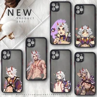 genshin impact anime arataki itto new phone case for iphone 13 12 11 mini pro xr xs max 7 8 plus x matte transparent back cover