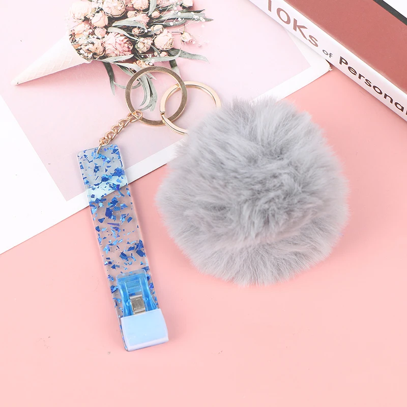 

Acrylic Debit Credit Card Grabber Keychain Custom Love Puff Ball Atm Swaggy Card Grabber Plastic Clip For Long Nails