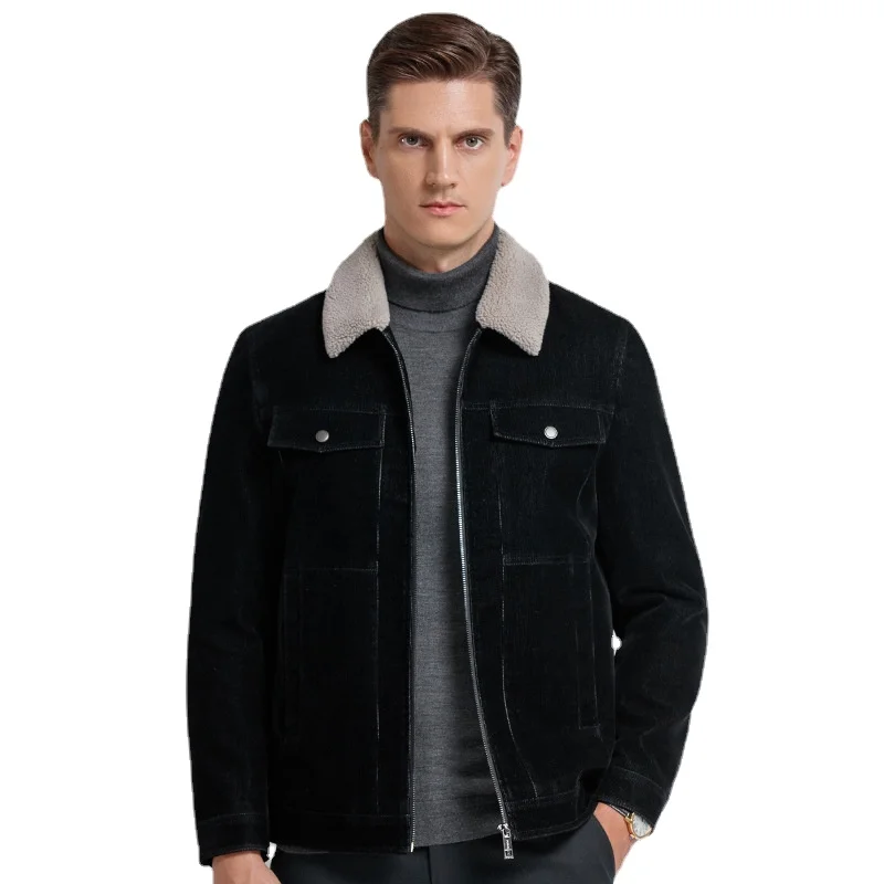 

2133 New Young and Middle-aged Men with Thick Lamb Fur Collar Winter 90 White Duck Down Jacket Coat