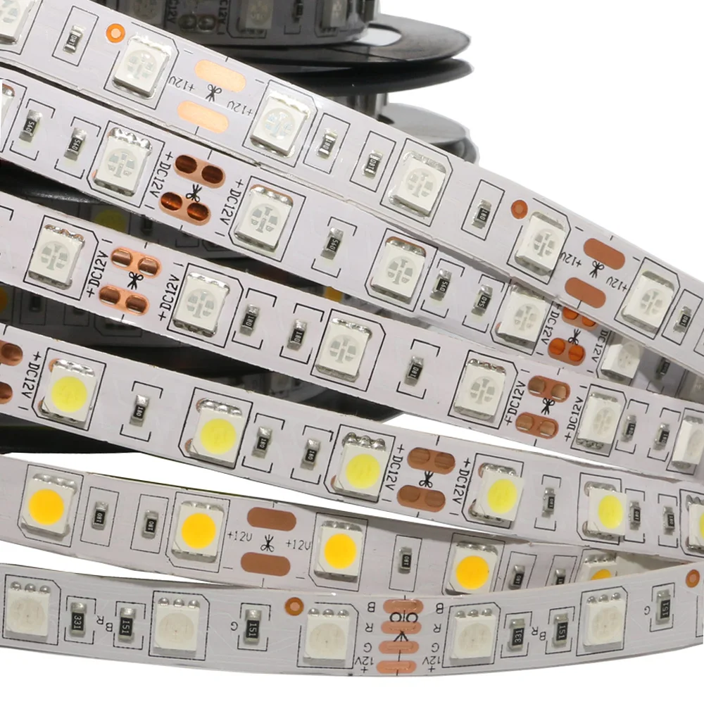 Чехол для компьютера, клейкая лента, светильник 5050 SMD, гибкая светодиодная лента 12В, ПК, фоновый светильник, красный, желтый, зеленый, RGB, 12 цветов