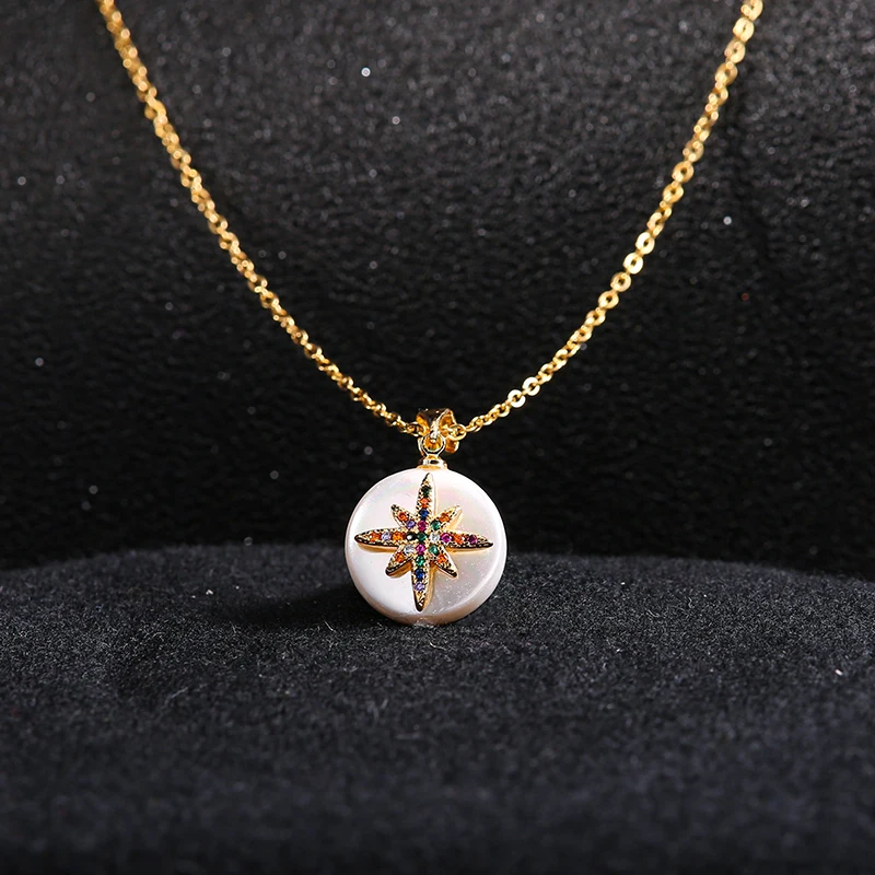 Модное позолоченное ожерелье с подвеской в виде шестиконечной звезды из циркона