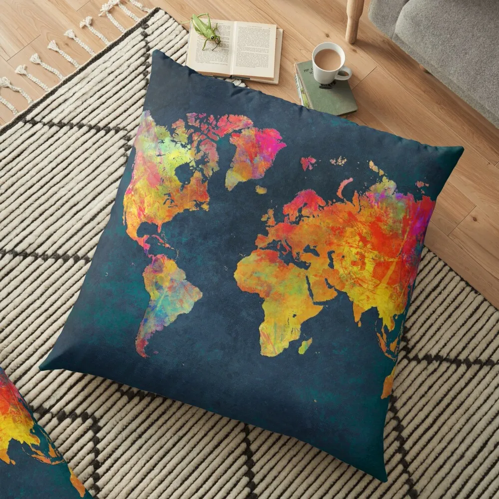 

Карта мира с геометрическим рисунком декоративная подушка для дивана наволочка на подушку домашний декор мультипликационным мотивом