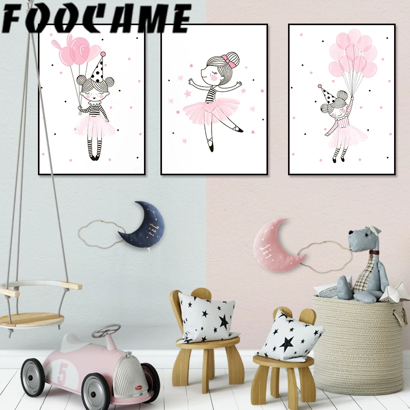 Картина на холсте с изображением милой розовой девочки скандинавские постеры и