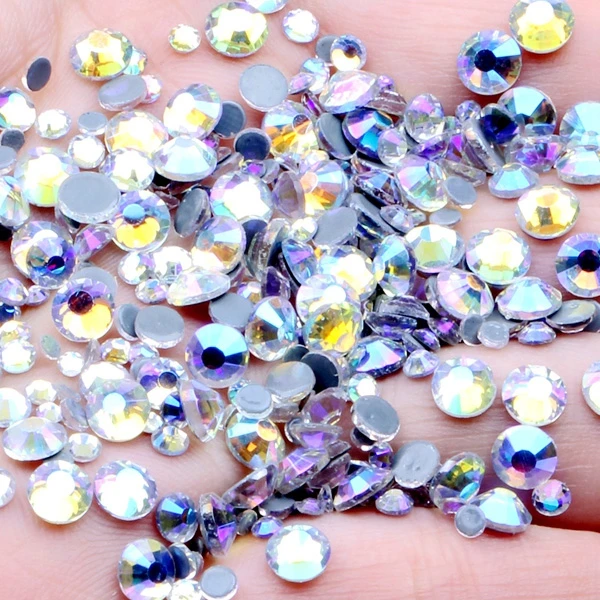 Мульти-Цвет SS3-SS30 с украшением в виде кристаллов Стекло блестящие стразы плоской