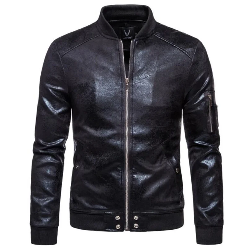 Autumn new men's leather jackets European and American youth casual baseball collar clothes black jaqueta masculina casaco