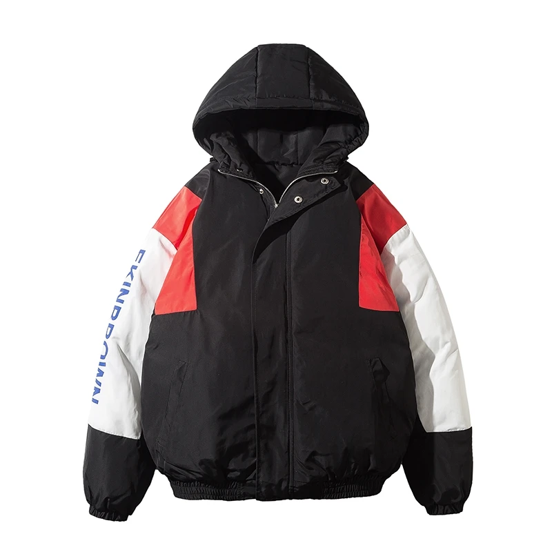 

wind winter Harbor new letter patchwork printing thickened Cashmere Cotton-padded clothes male loose casual Bread served coat
