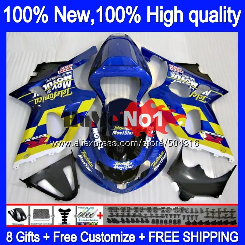 

Корпус для SUZUKI GSX-R1000 GSXR1000 1000CC 2000 2001 2002 Movistar Blue 19MC.62 GSXR-1000 K2 GSX R1000 GSXR 1000 00 01 02 обтекатель